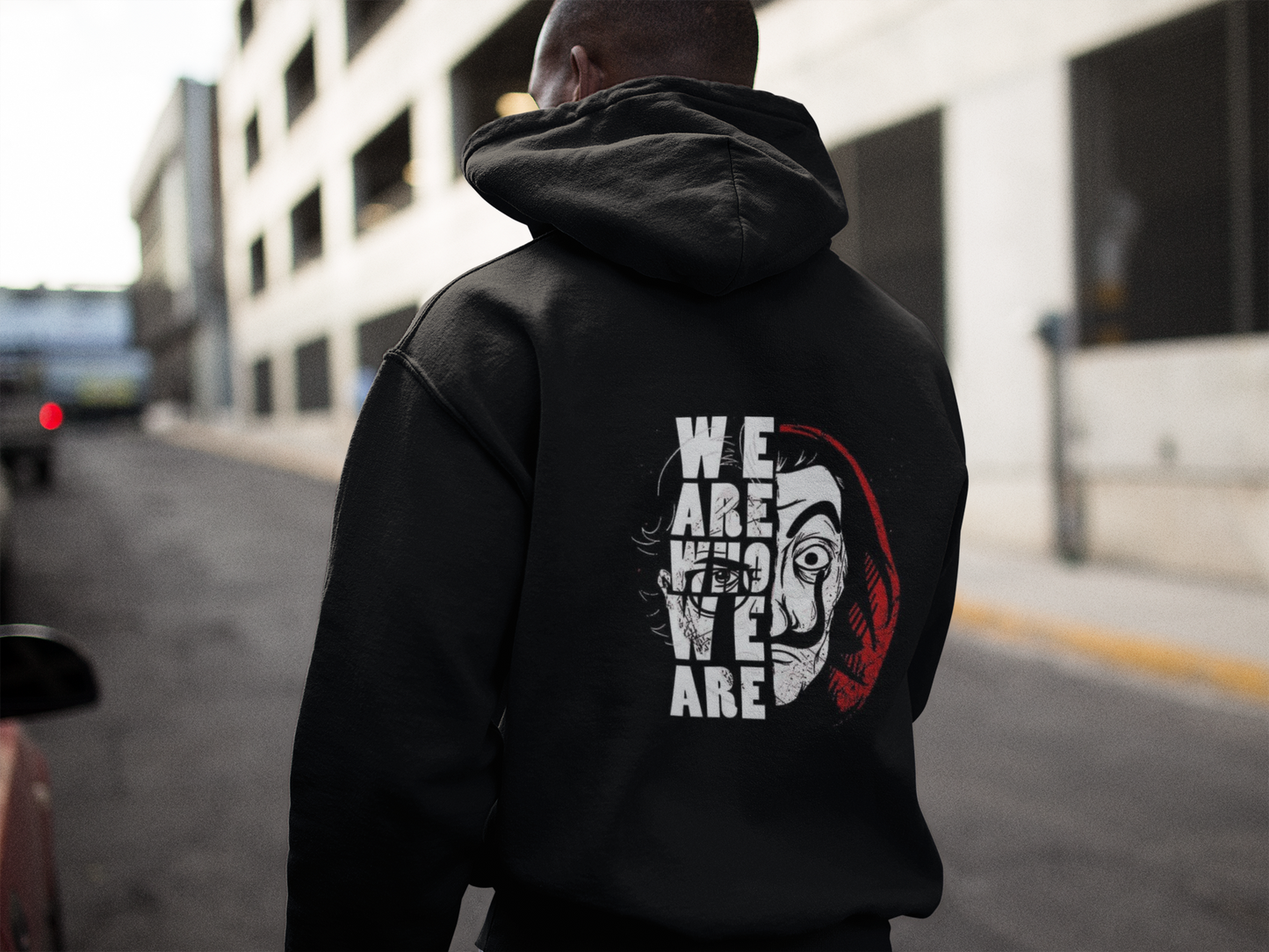 Salvador Dali Mask Graphic Hoodie — "We Are All We Are" Back Print"